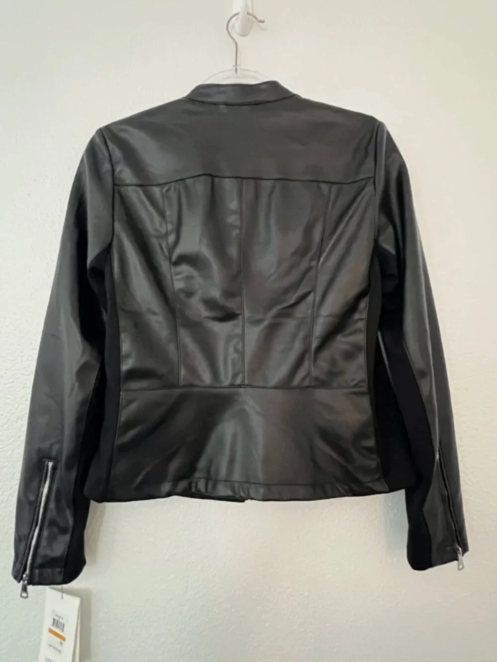 NWT-DKNY Faux Leather Moto Jacket small + NWOT Plaid Dress Small ly-space - Picture 8 of 12